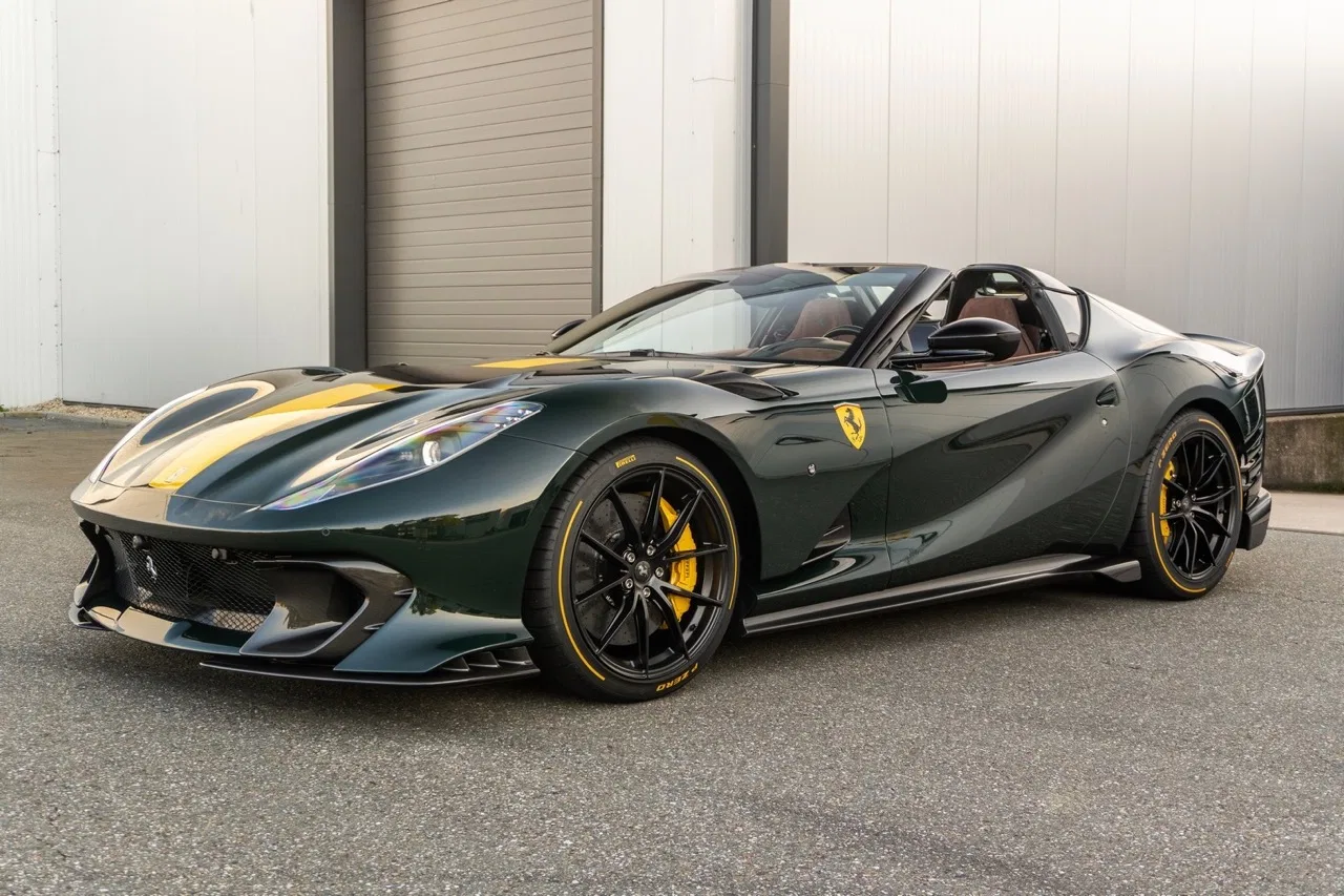 2023 Ferrari 812 Competizione Aperta for sale, front three-quarter view, Verde British