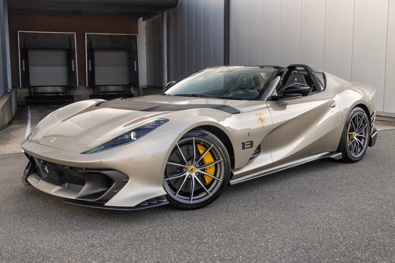 2024 Ferrari 812 Competizione Aperta for sale, front three-quarter view, Grigio Ingrid
