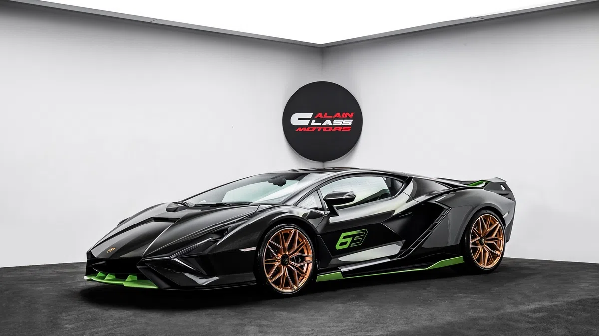 2021 Lamborghini Sián for sale, exterior, Glossy Exposed Carbon | Green