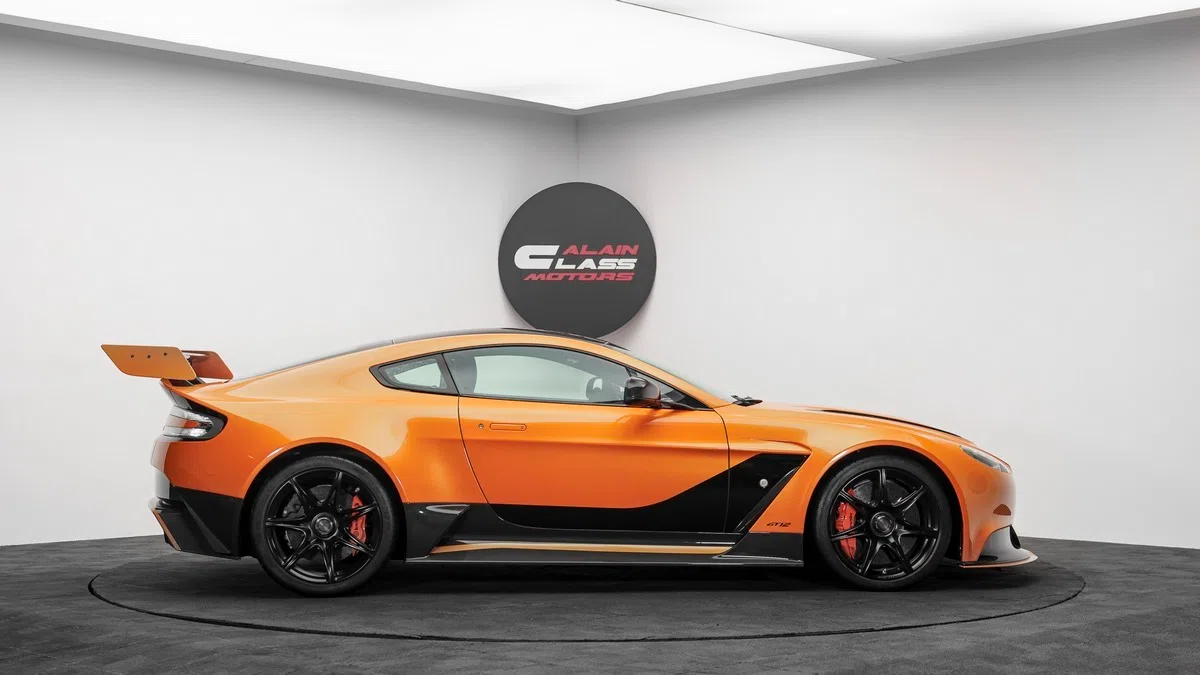 2016 Aston Martin Vantage GT12, side profile, Orange