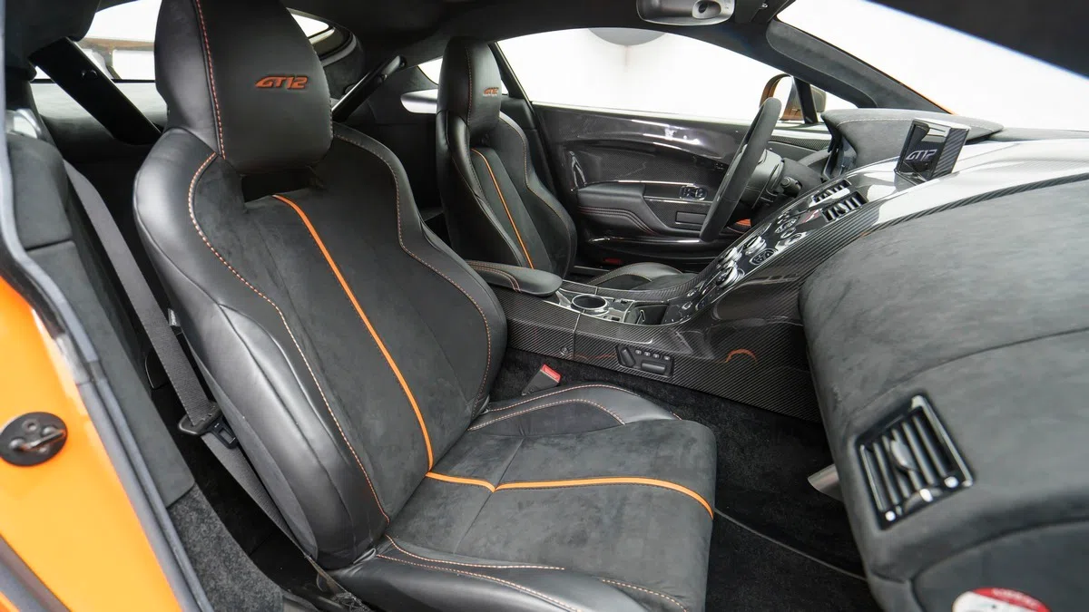 2016 Aston Martin Vantage GT12 interior, seats, Black/Orange