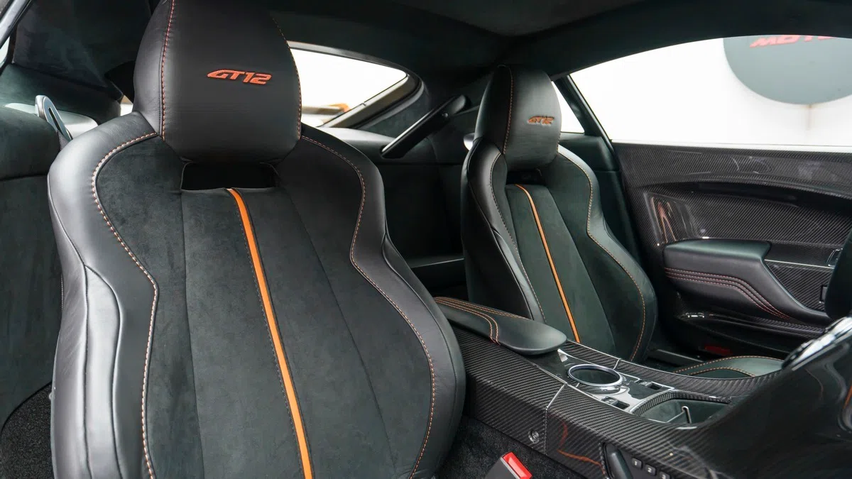 2016 Aston Martin Vantage GT12 interior, seats, Black/Orange