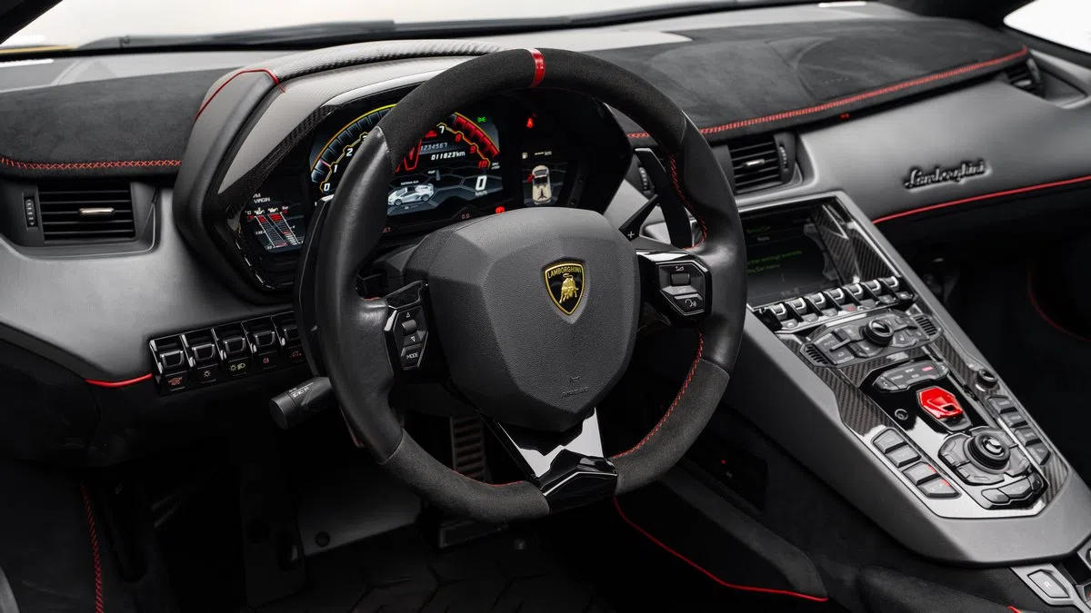 2021 Lamborghini Aventador SVJ Roadster interior, Black
