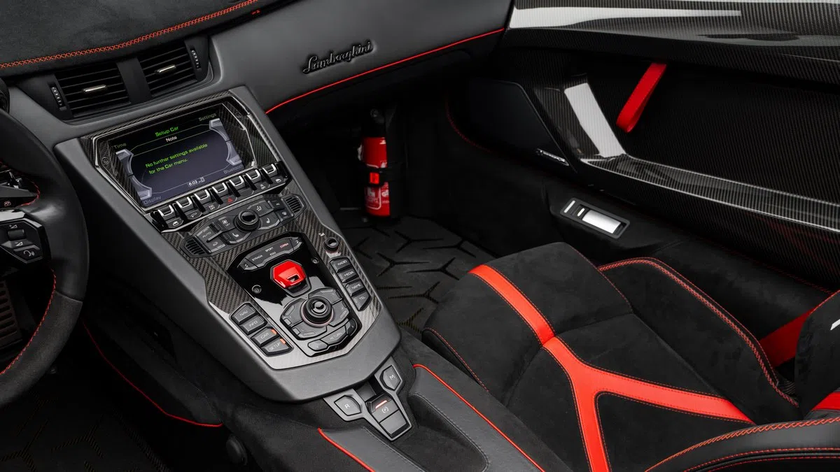 2021 Lamborghini Aventador SVJ Roadster interior, Black