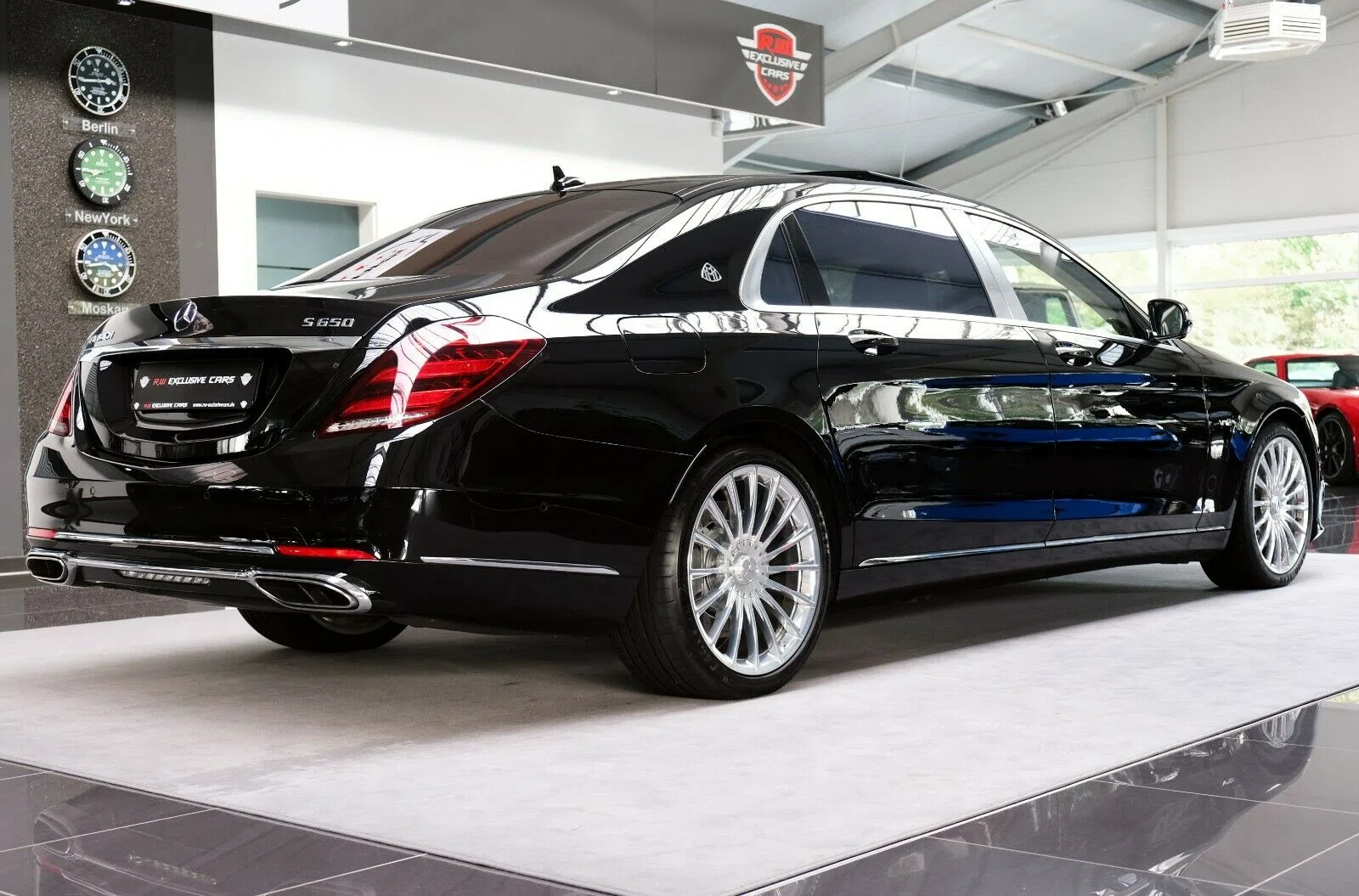 2017 Mercedes-Maybach S 650, rear three-quarter view, Black