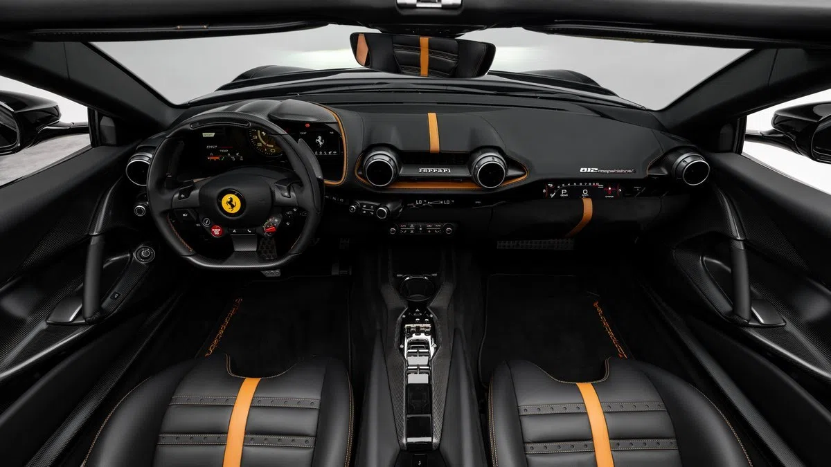 2024 Ferrari 812 Competizione Aperta interior, dashboard, Leather Nero