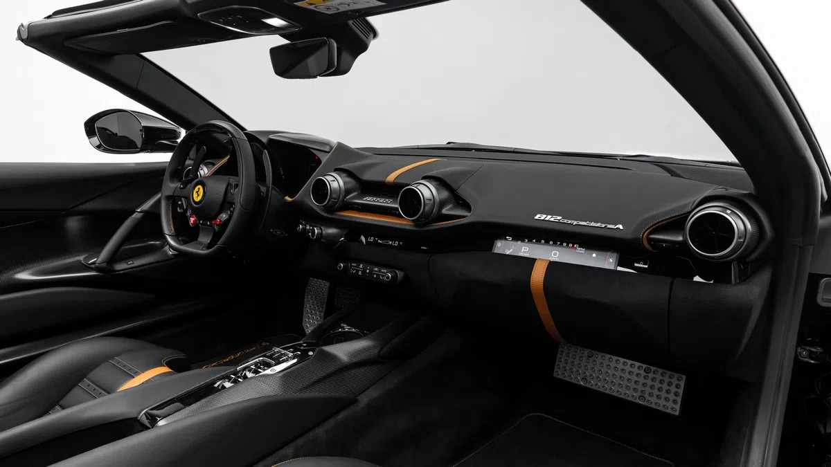 2024 Ferrari 812 Competizione Aperta interior, dashboard, Leather Nero