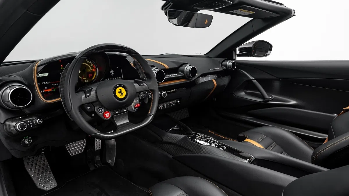 2024 Ferrari 812 Competizione Aperta interior, dashboard, Leather Nero