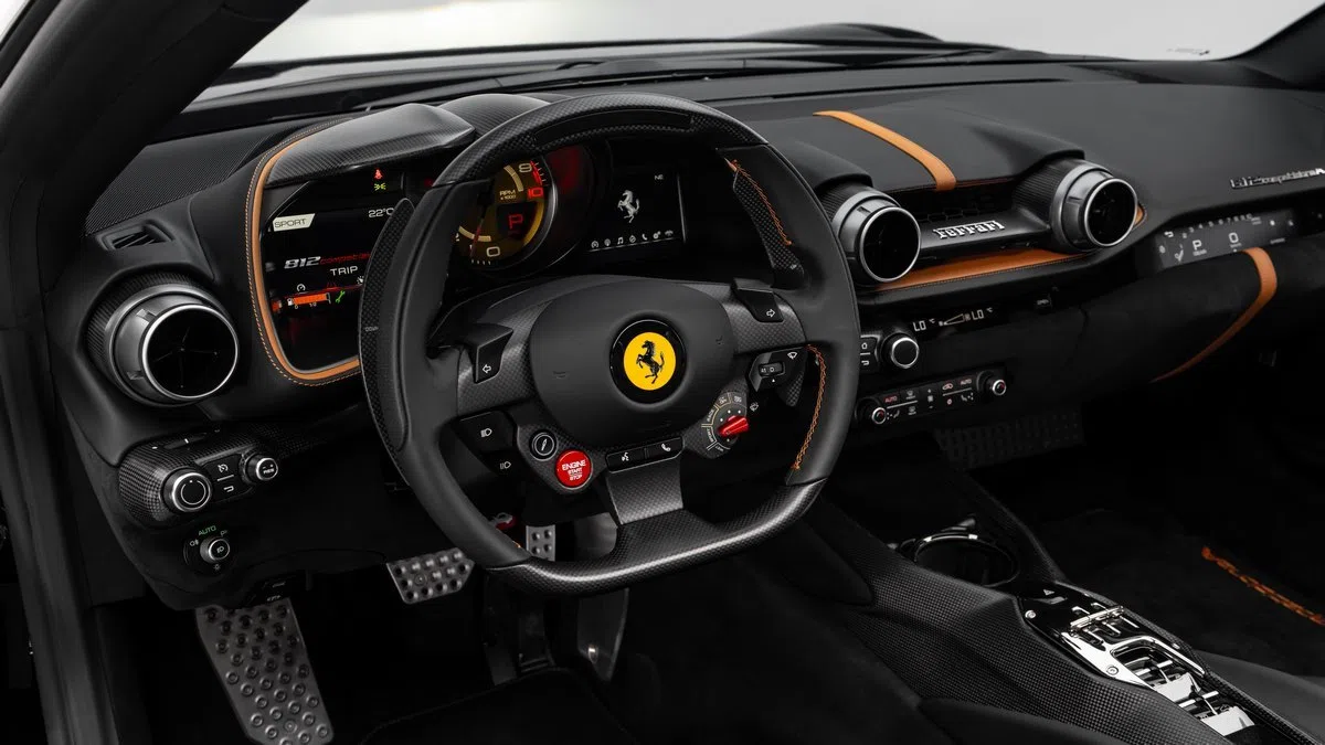 2024 Ferrari 812 Competizione Aperta interior, dashboard, Leather Nero