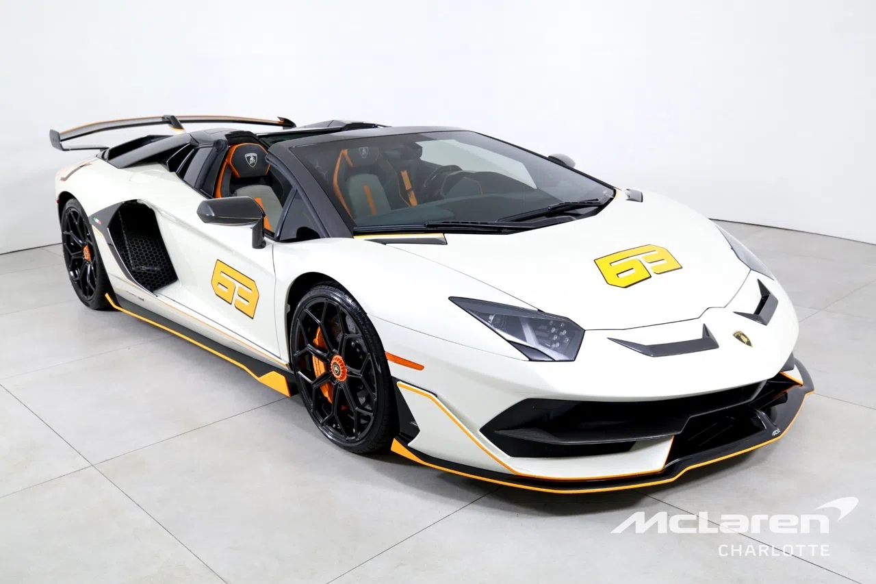 2021 Lamborghini Aventador SVJ for sale, front three-quarter view, White