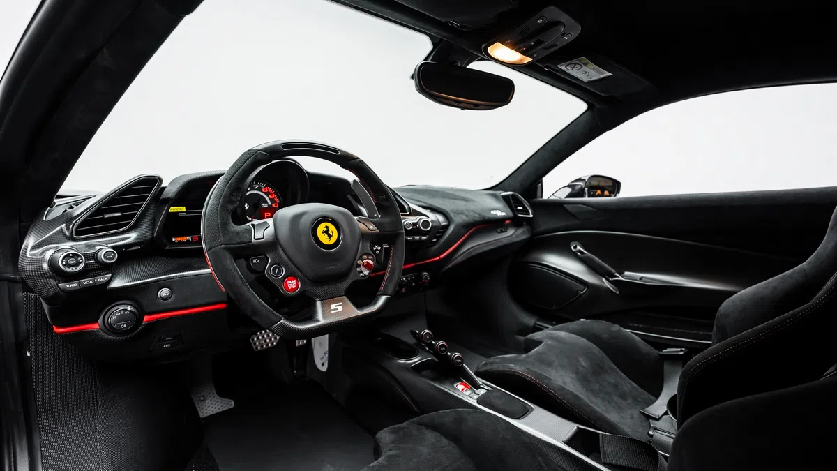 2019 Ferrari 488 Pista Piloti interior, dashboard, Alcantara Nero
