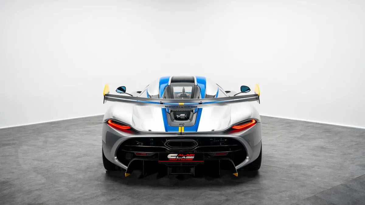 2025 Koenigsegg Jesko Attack, rear three-quarter view, Moon Silver