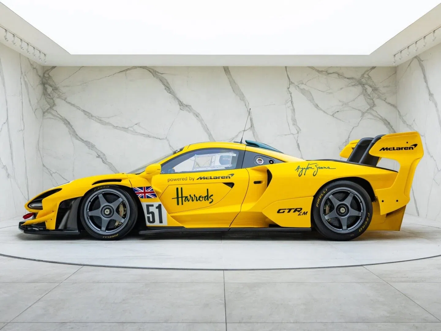 2020 McLaren Senna GTR LM for sale, exterior, Solar Yellow with Heritage Green