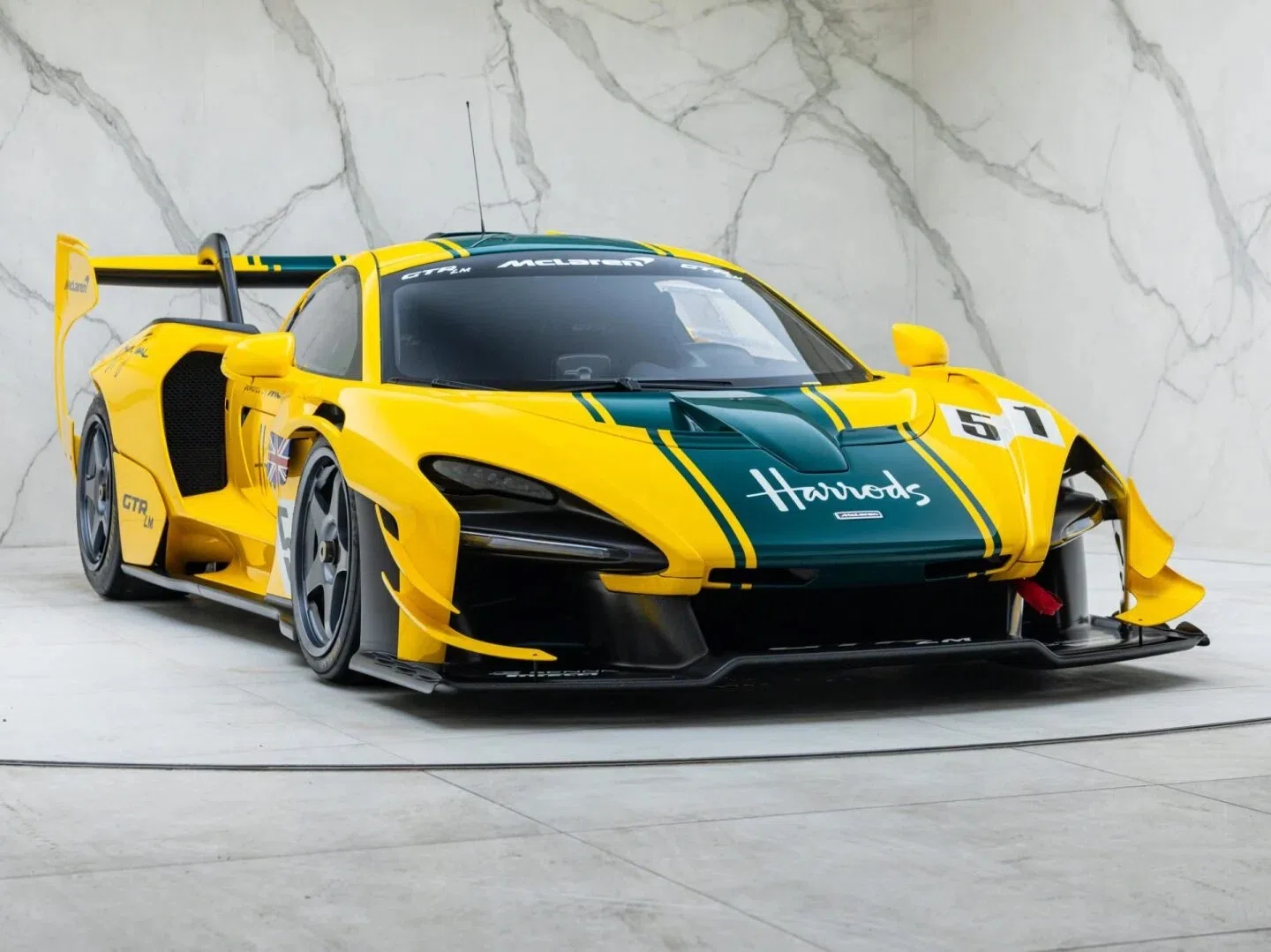 2020 McLaren Senna GTR LM for sale, exterior, Solar Yellow with Heritage Green