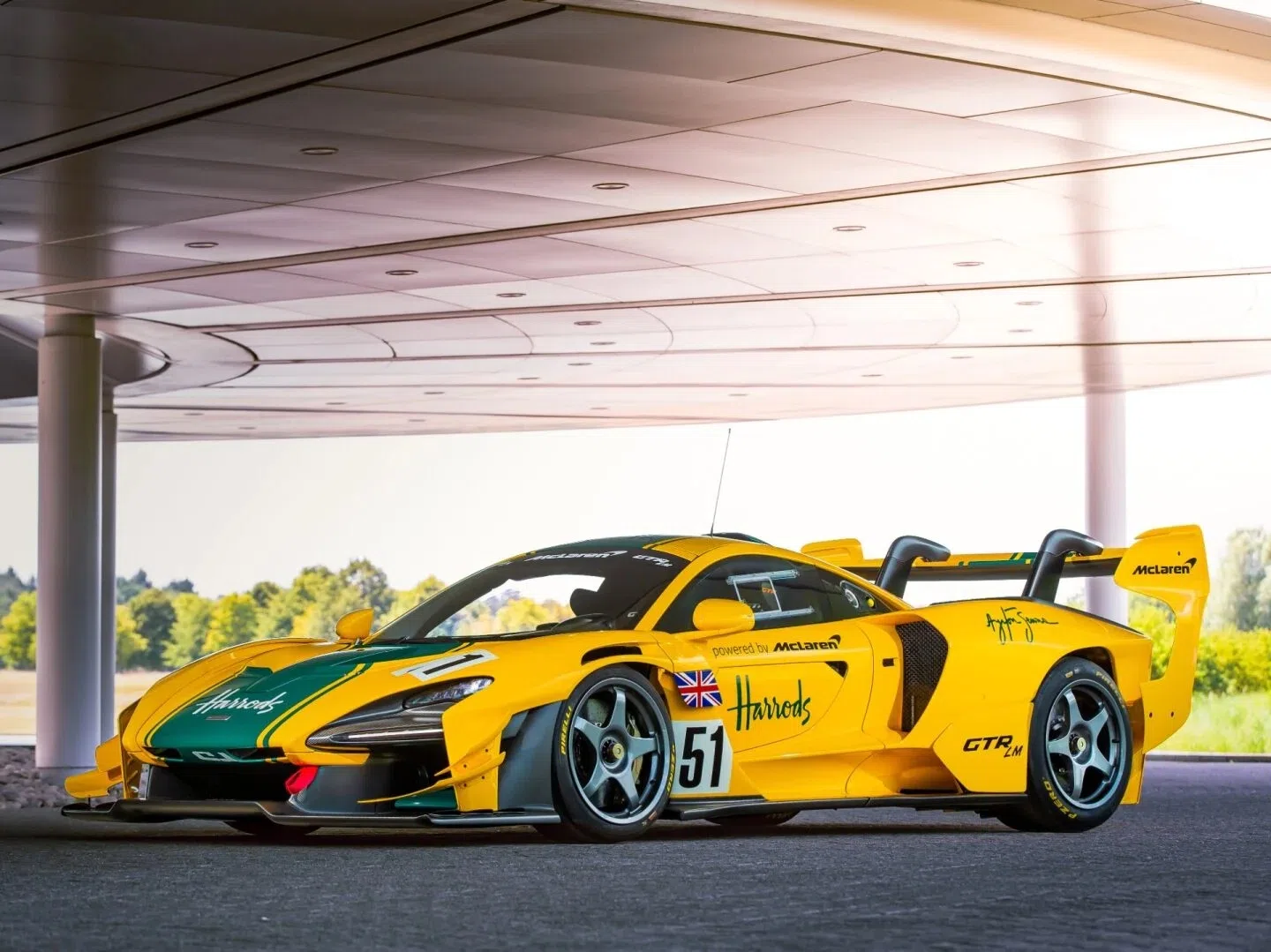 2020 McLaren Senna GTR LM for sale, exterior, Solar Yellow with Heritage Green