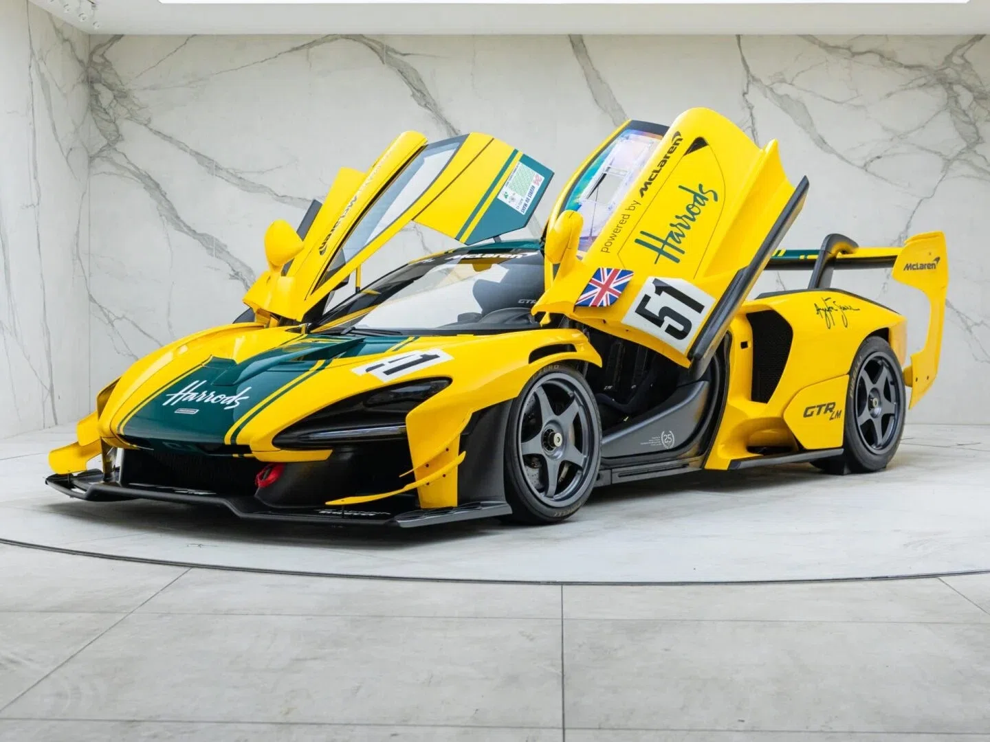 2020 McLaren Senna GTR LM for sale, exterior, Solar Yellow with Heritage Green