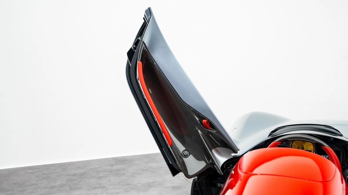 2022 Ferrari Monza SP2 for sale, exterior, Grigio Titanio / Rosso Corsa livery