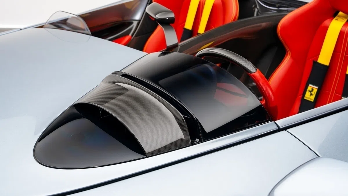 2022 Ferrari Monza SP2 for sale, exterior, Grigio Titanio / Rosso Corsa livery