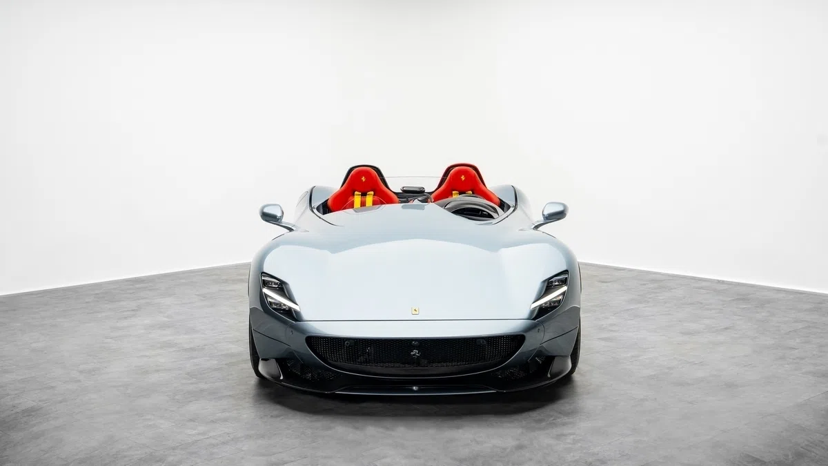 2022 Ferrari Monza SP2 for sale, exterior, Grigio Titanio / Rosso Corsa livery