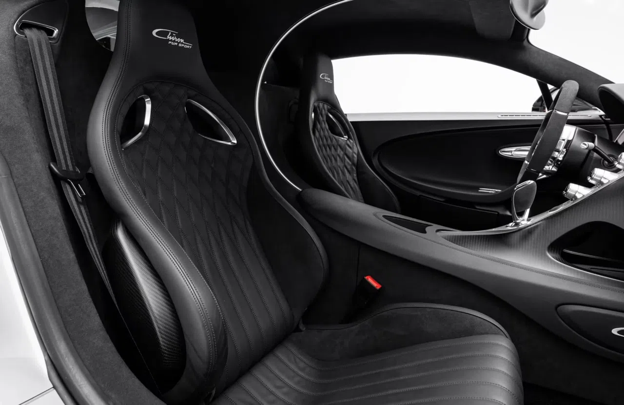 2021 Bugatti Chiron Pur Sport interior, seats, Black finish