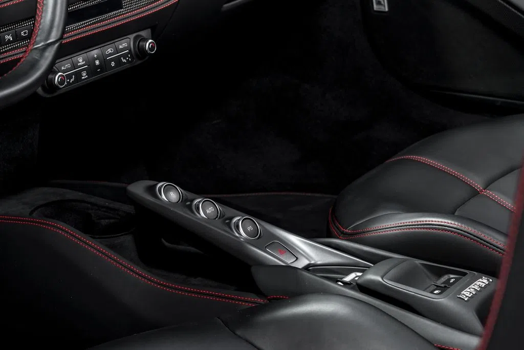 2023 Ferrari F8 Spider interior, center console, Nero