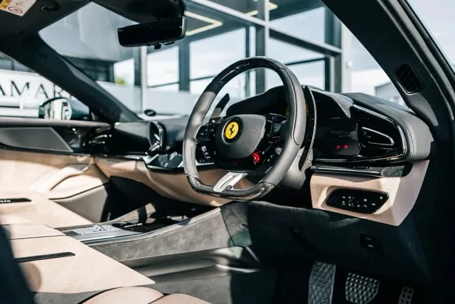 2024 Ferrari Purosangue interior, dashboard, Tortora Alcantara