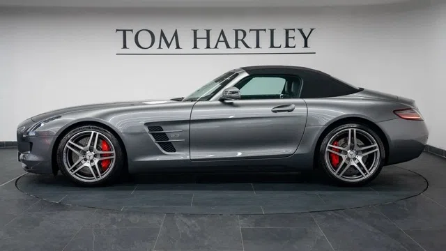 2012 Mercedes-Benz SLS AMG Roadster, side profile, Imola Grey Metallic