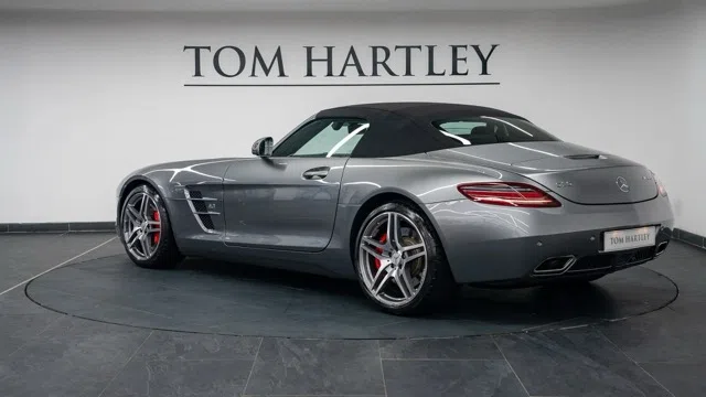 2012 Mercedes-Benz SLS AMG Roadster, side profile, Imola Grey Metallic