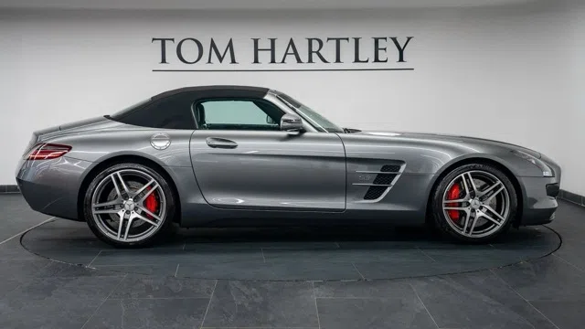 2012 Mercedes-Benz SLS AMG Roadster, side profile, Imola Grey Metallic