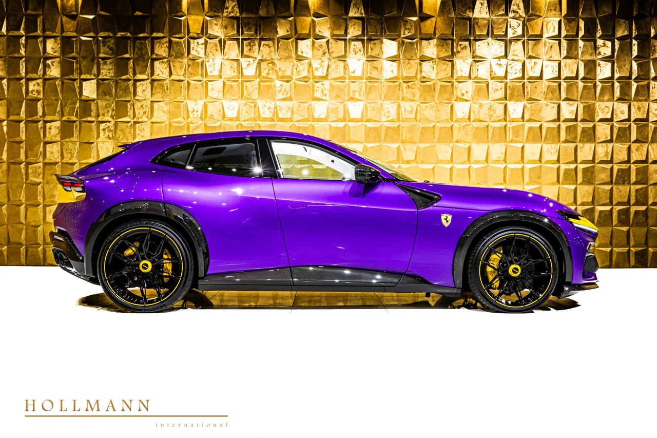 2026 Ferrari Purosangue by NOVITEC for sale, exterior, Viola and Giallo Triplo Strato Stripe