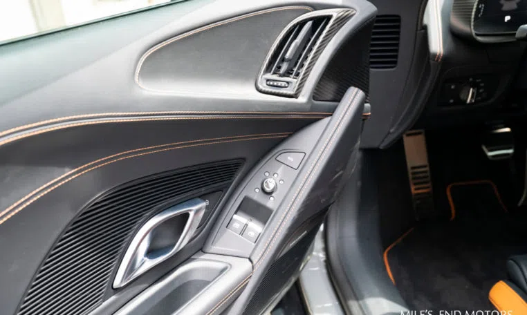 2017 Audi R8 V10 Plus Exclusive interior, door panel, Black / Orange
