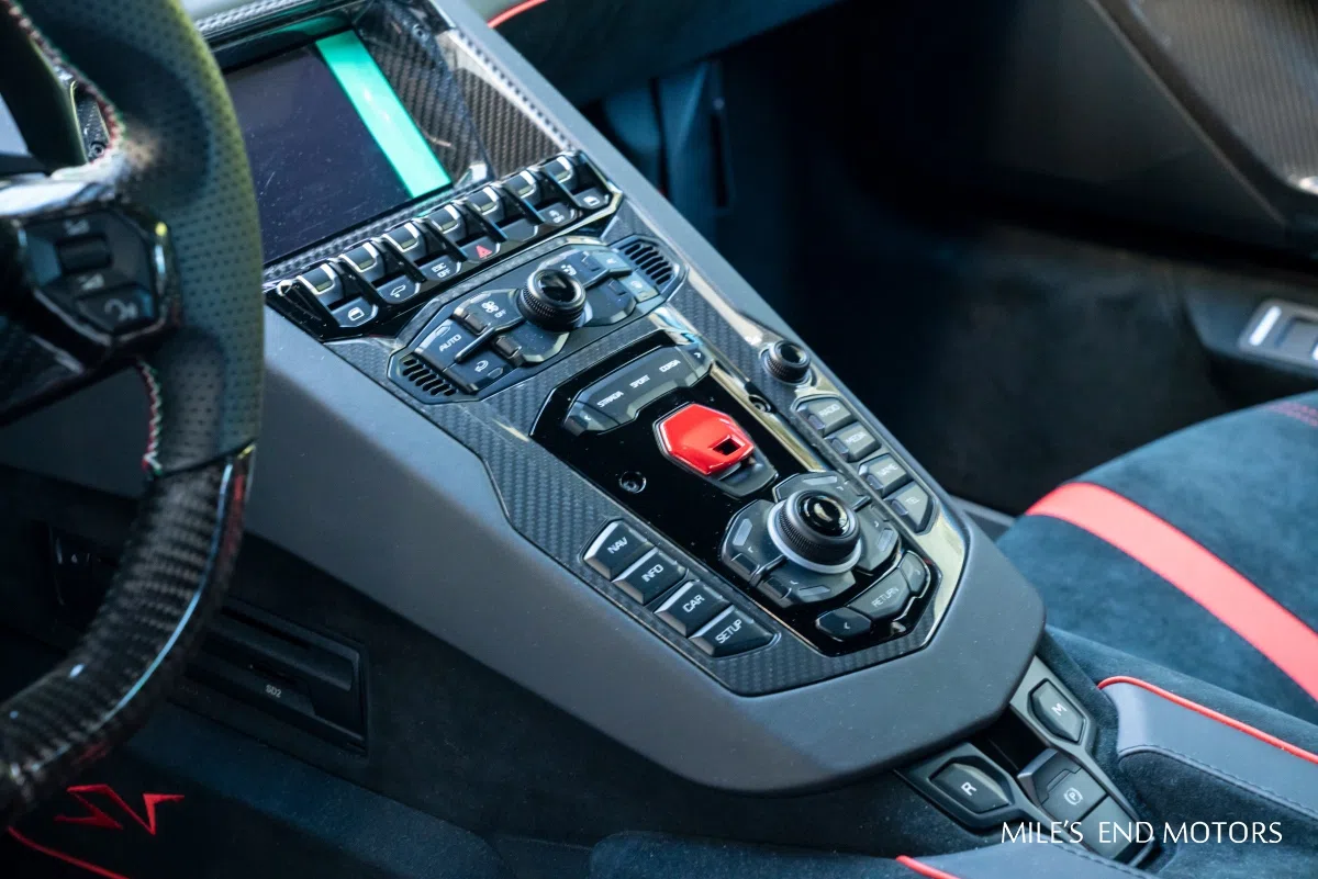 2017 Lamborghini Aventador SVJ interior, center console, Black