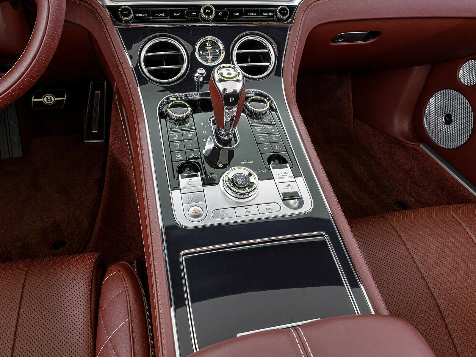 2019 Bentley Continental GTC W12 First Edition interior, center console, Black