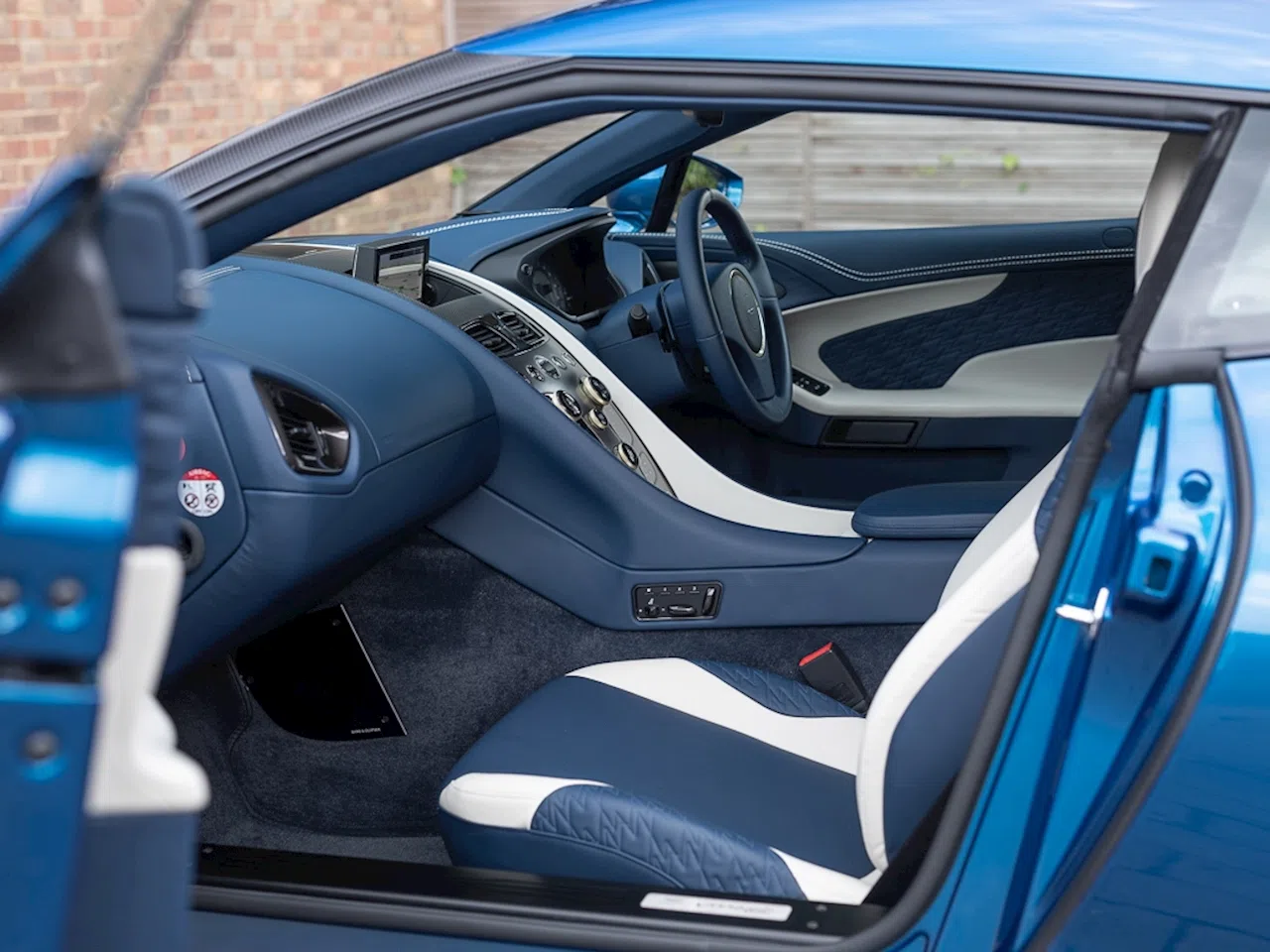 2017 Aston Martin Vanquish Zagato Coupe interior, Ivory/Aurora Blue Leather