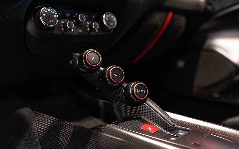 2016 Ferrari F12 TDF interior, center console, Black