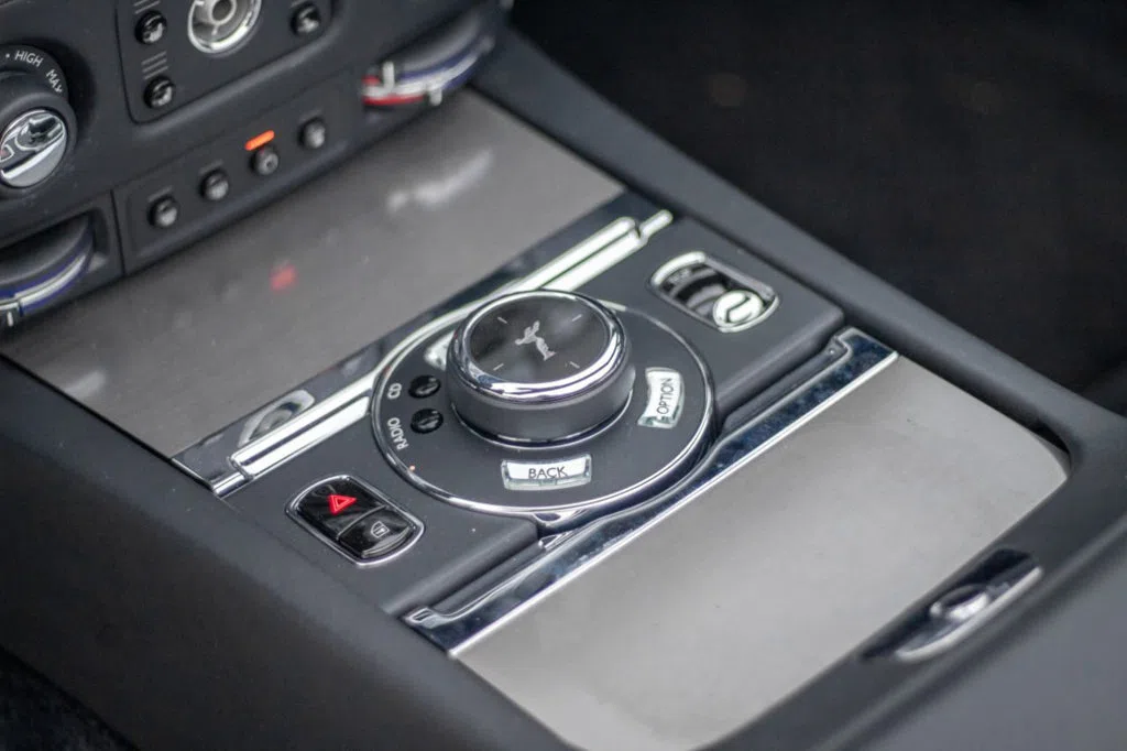 2016 Rolls-Royce Dawn interior, center console, Black Leather