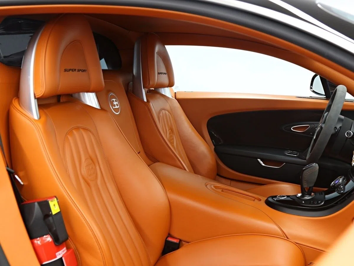 2011 Bugatti Veyron Supersport interior, seats, Burnt Orange Hide