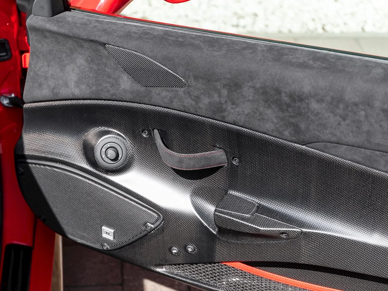 2019 Ferrari 488 Pista interior, door panel, Nera Alcantara