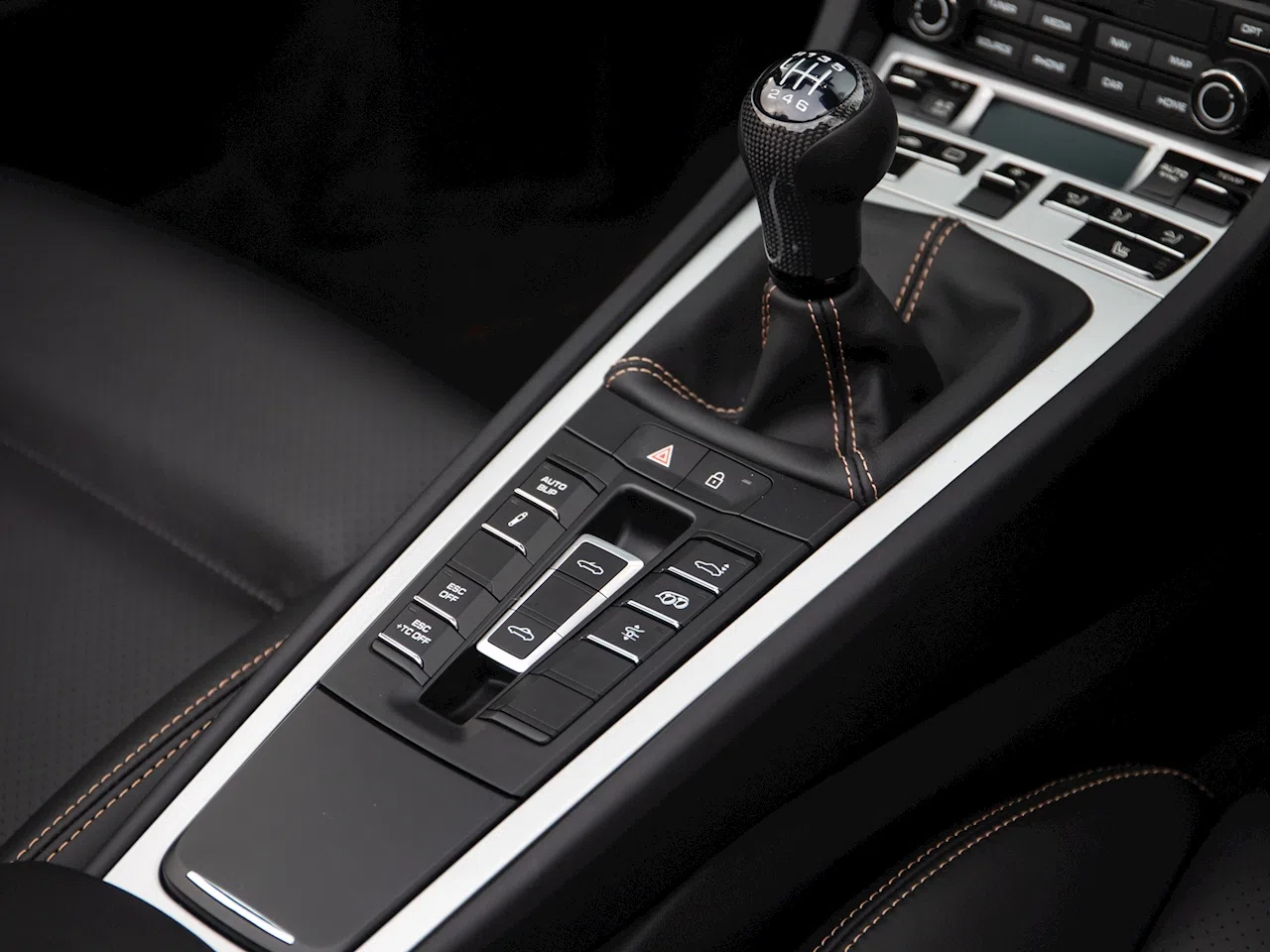 2019 Porsche 911 (991.2) Speedster interior, center console, Black Leather