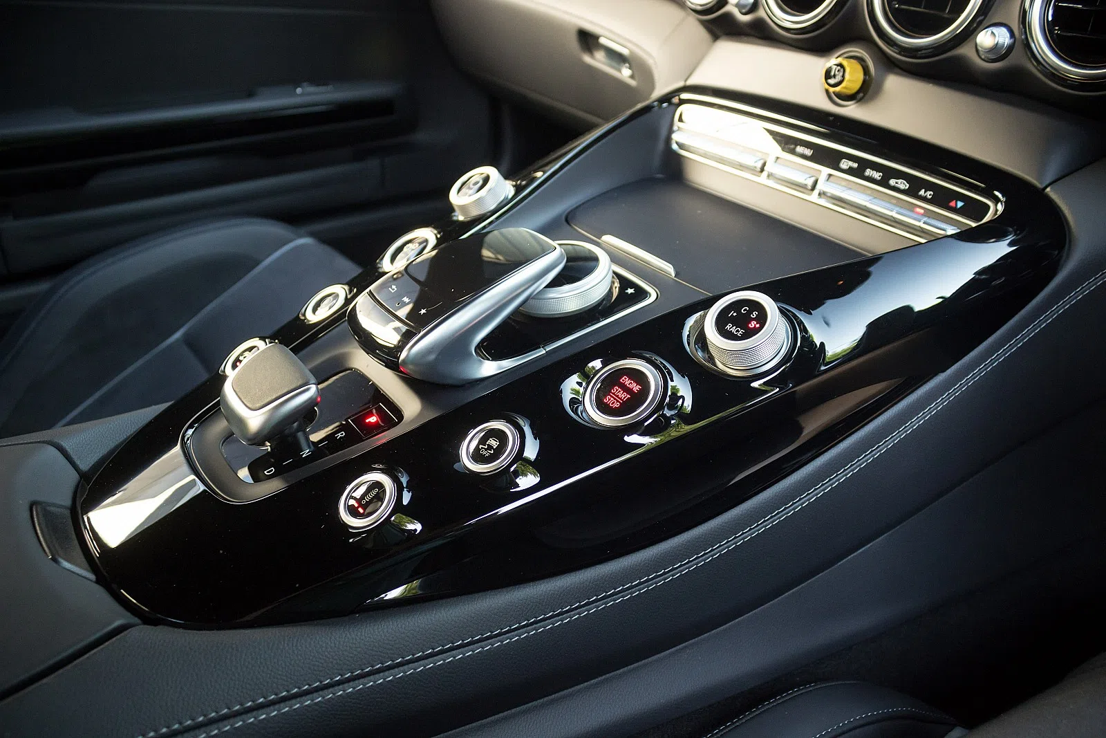 2017 Mercedes-AMG GT R Coupe interior, center console, Black