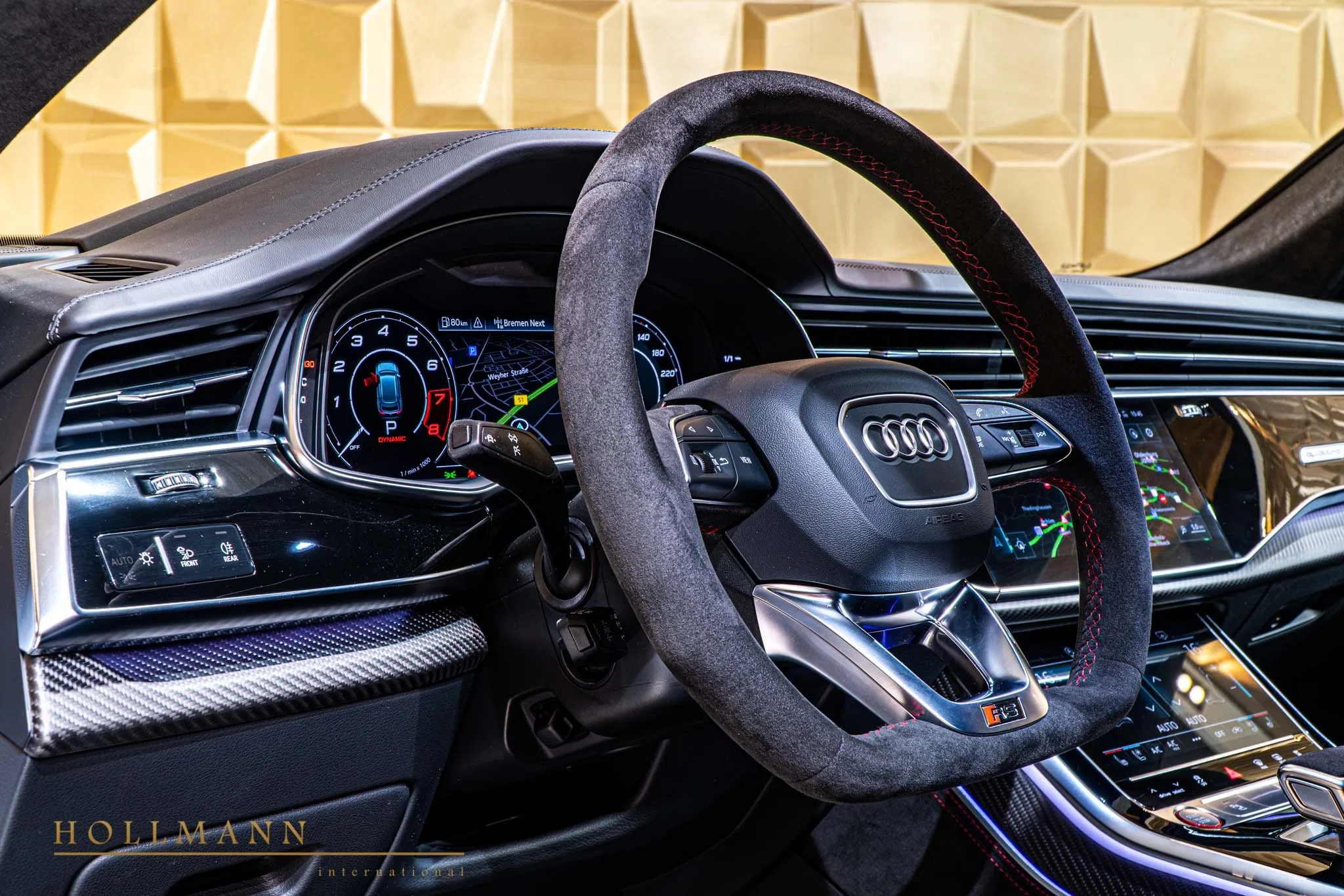 2020 Audi RS Q8 interior, Black Leather + Red Stitching