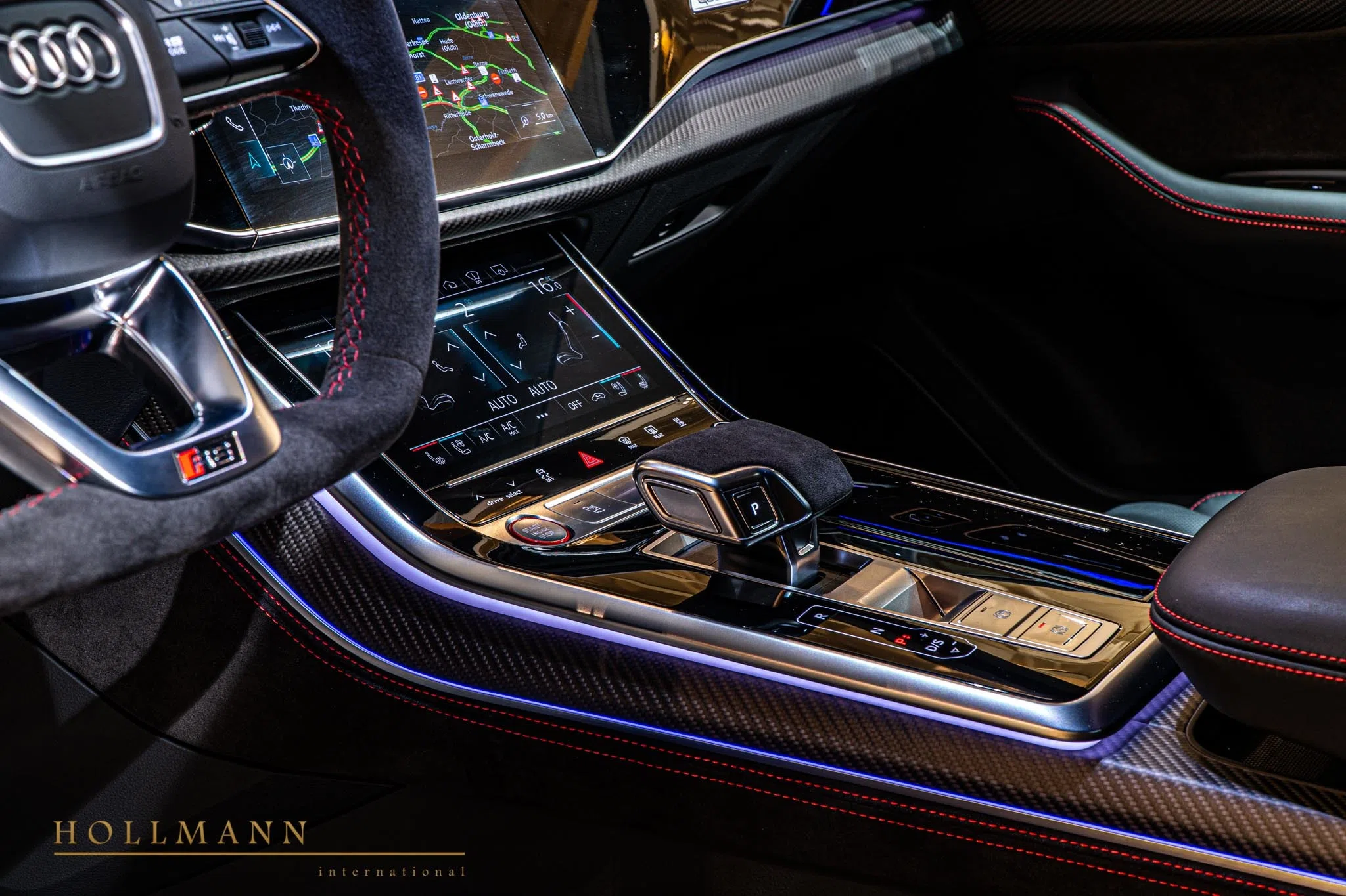 2020 Audi RS Q8 interior, Black Leather + Red Stitching