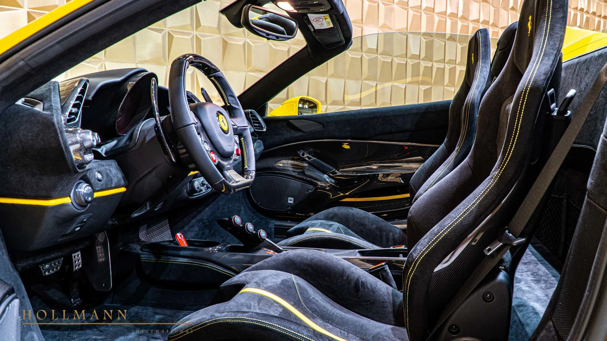 2020 Ferrari 488 Pista Spider interior, Alcantara Nero