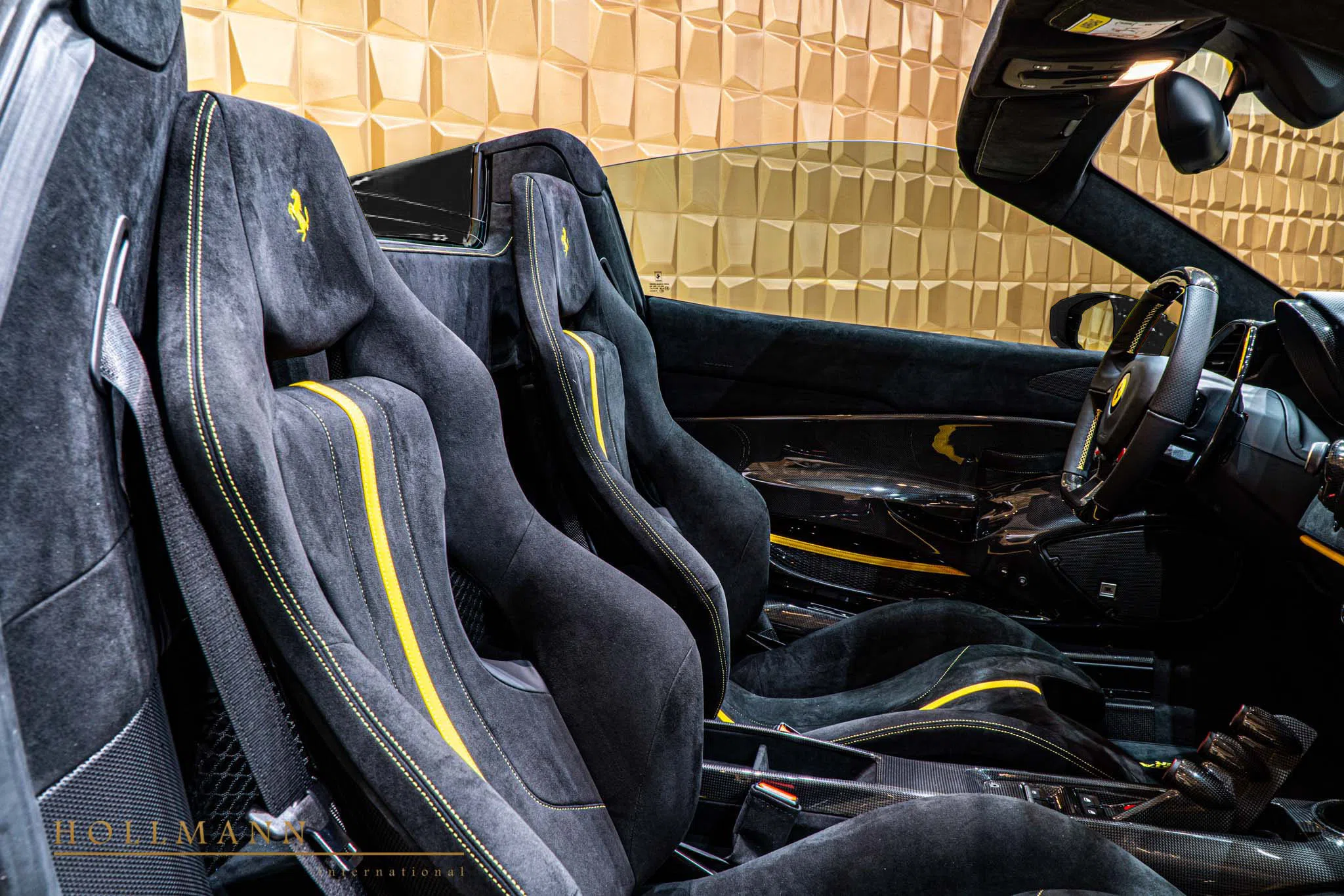 2020 Ferrari 488 Pista Spider interior, seats, Alcantara Nero