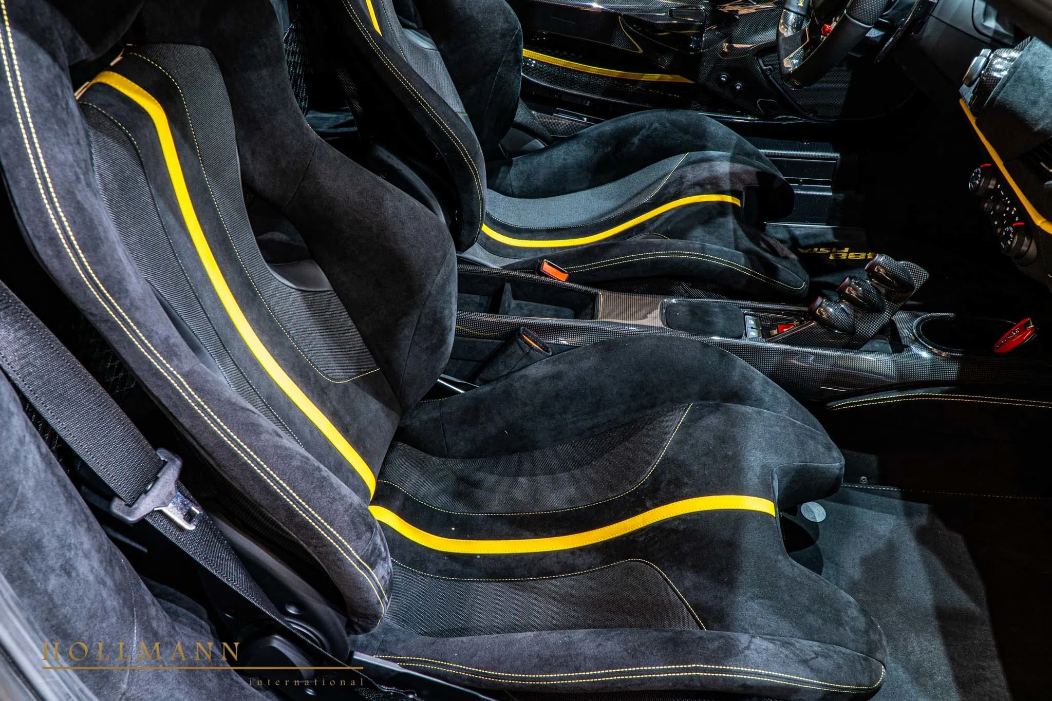 2020 Ferrari 488 Pista Spider interior, seats, Alcantara Nero