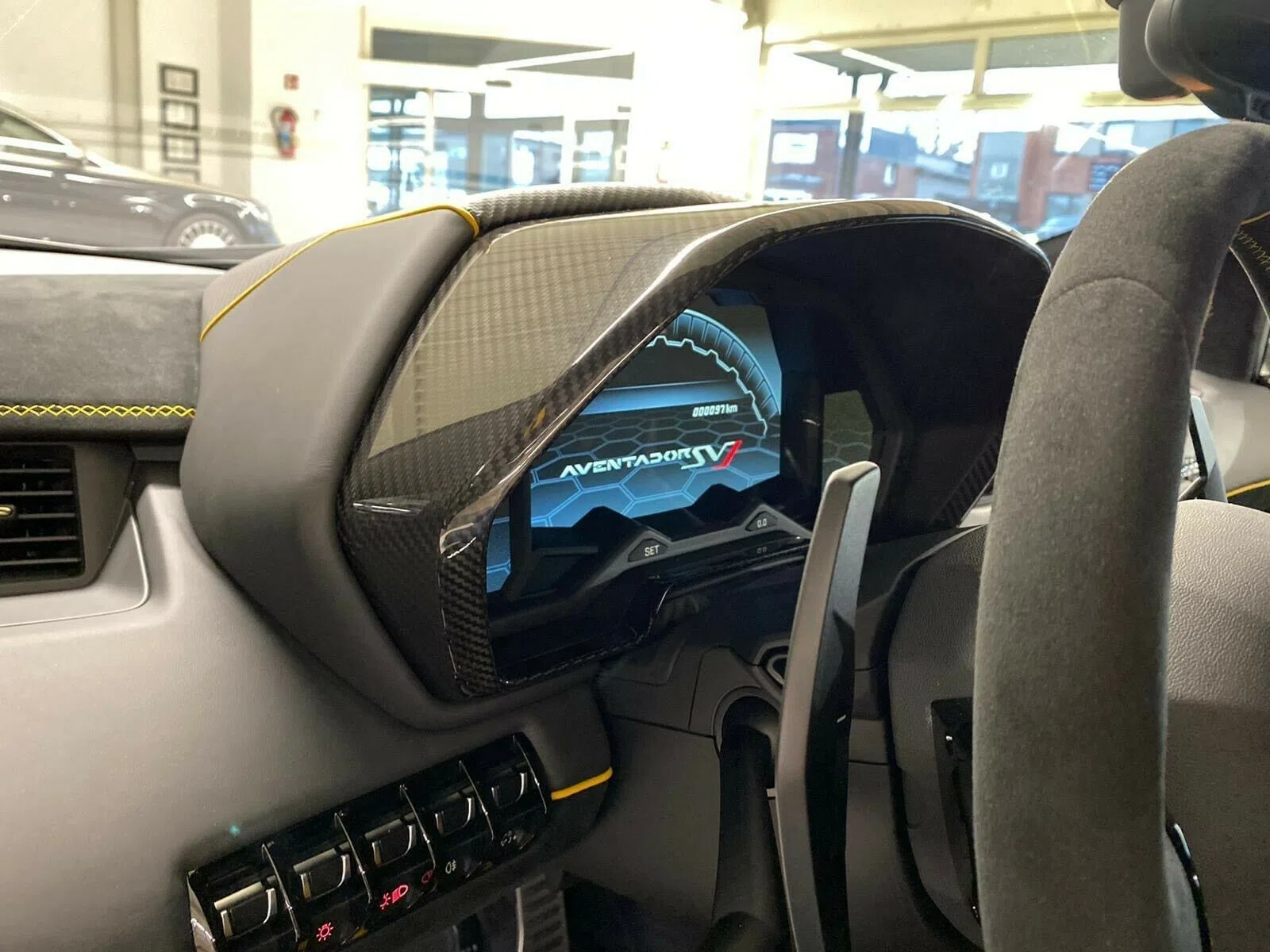 2020 Lamborghini Aventador Coupe SVJ SPECIAL GREEN interior, dashboard, Alcantara Nero