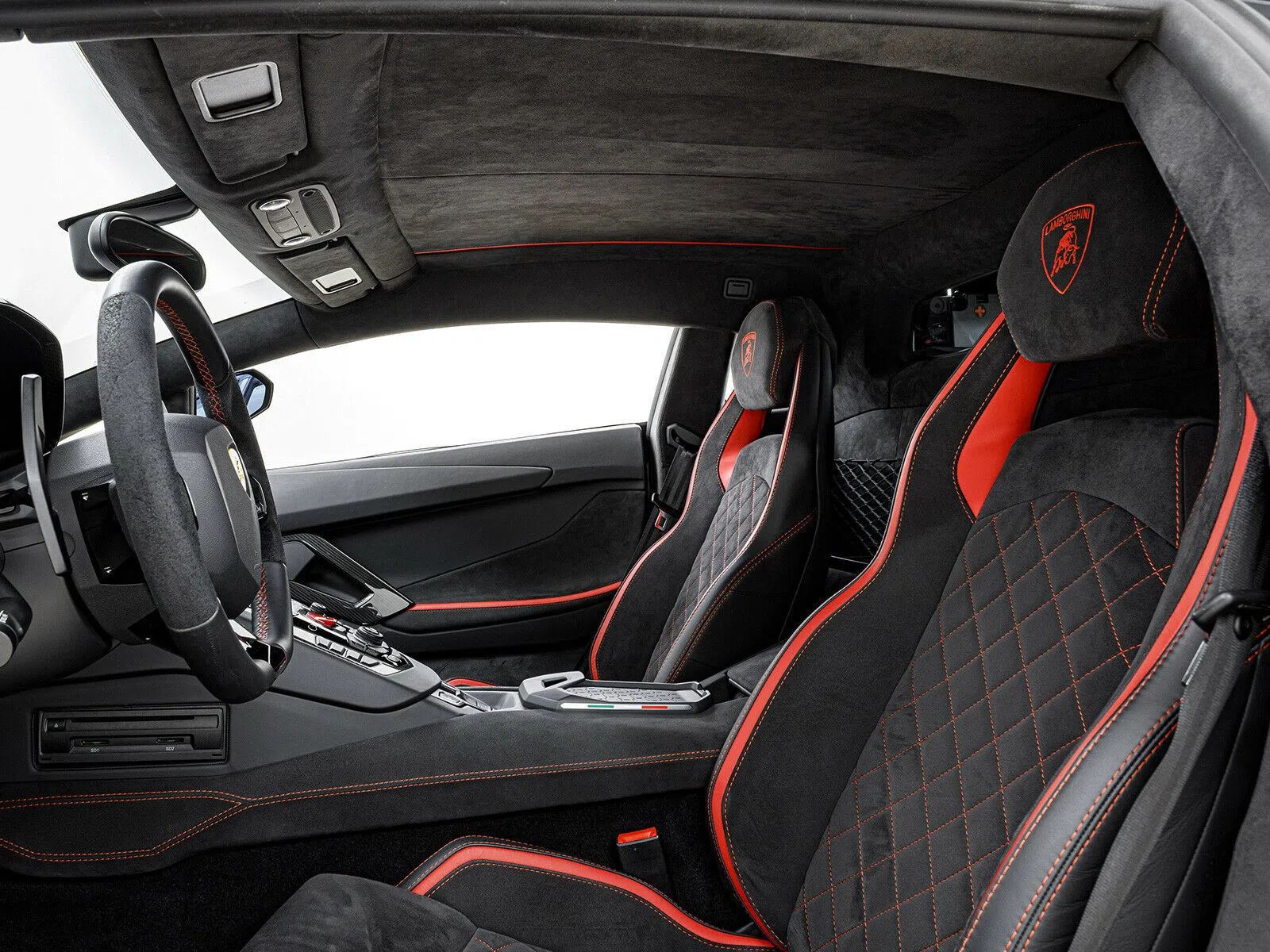 2018 Lamborghini Aventador S LP740-4 Coupe interior, seats, Alcantara Schwarz