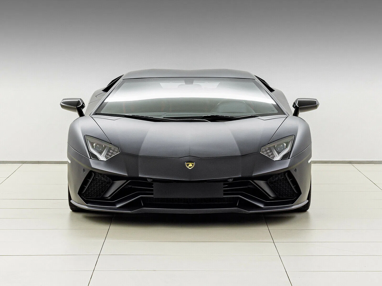 2018 Lamborghini Aventador S LP740-4 Coupe for sale, front three-quarter view, Nero Nemesis