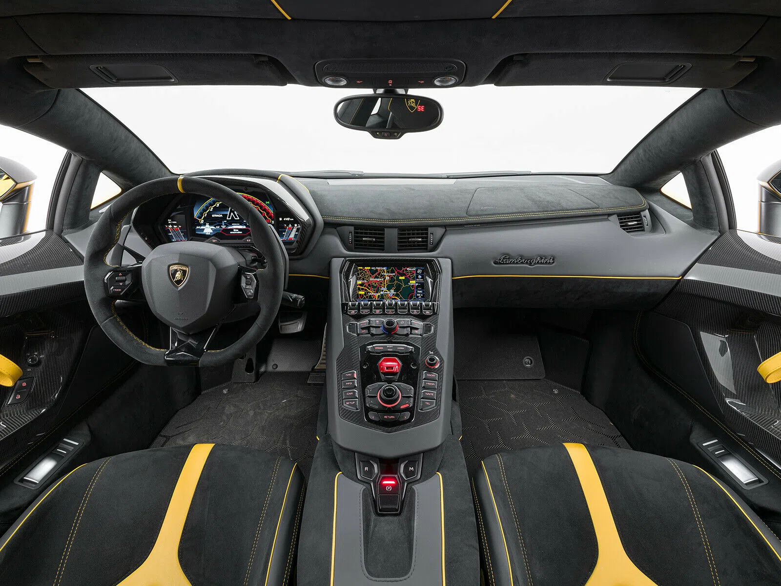 2019 Lamborghini Aventador SVJ Coupe LP770-4 interior, dashboard, Alcantara Schwarz