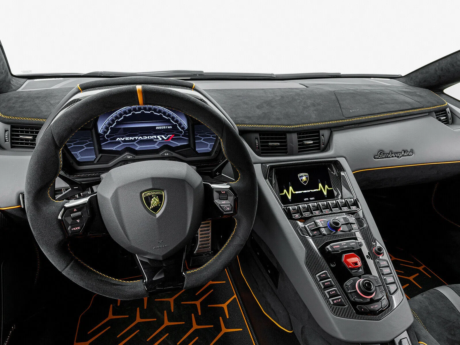 2019 Lamborghini Aventador SVJ Coupe LP770-4 interior, dashboard, Alcantara Schwarz